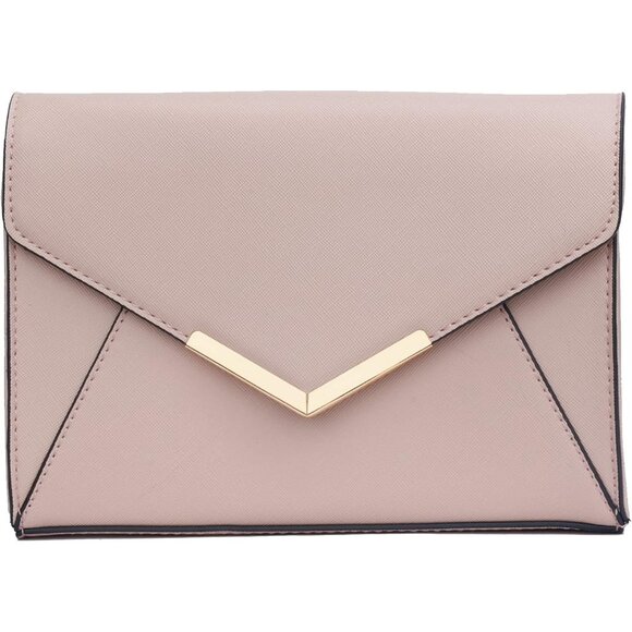 ⚡ Women's Cream Leather Elegant Snap Closure Envelope Foldover Clutch Bag - Picture 4 of 7